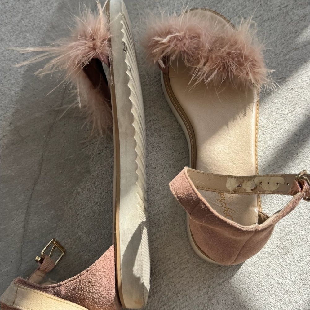 Seychelles Pink Feathered Sandals
